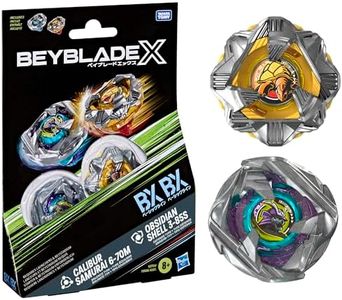Hasbro Beyblade X Calibur Samurai 6-70M BX & Obsidian Shell 3-85S BX Takara Tomy Dual Pack Set with 2 Clockwise Spinning Tops, Battle Spinner Toy, from 8 Years