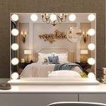 Vanity Mirror Hollywood Mirror with Lights,Led Makeup Mirror with Magnifying Mirror Bedroom Table Mirror/Wall Mounted Mirror Big Mirror (White)