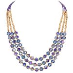 Bocar Necklace for Women, 3 Layer Beaded Necklace Crystal Beads Strand Fashion Jewelry, Party Gifts for Her (NK-10697-purple)