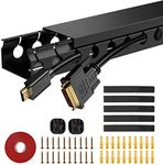 ENONCI Updated Cable Raceway Kit - 77 (5x15.4) Inch Open Slot Wire Covers for Cords, Under Desk Cable Management System to Hide Under Desk/Tv/Computer/Net/Power Cords, (Pack 5)