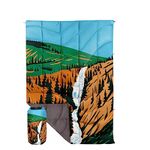 Outdoor Puffy Camping Blanket, Lightweight Down Alternative Puffy Printed Camping Large Ultra Warm Hammock Top Quilt Waterproof Blanket for Traveling Picnic Beach Party Cold Weather (Waterfall)