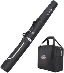 KEMIMOTO Ski Bag and Boot Bag Combo, Snowboard Bag Padded Ski Bags for Air Travel, Snow Ski Bags Fit Skis Up to 190cm, Ski Double Bag Combo, White