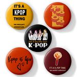 Lastwave K-Pop Collection, Design 3, Pin Badge for Bag (Pack of 5, 58 mm)