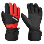 TRIWONDER Kids Winter Ski Gloves Children Snow Gloves Skiing Snowboarding Thermal Warm Gloves for Boys Girls (Black&Red, L/XL(9-12 years old))