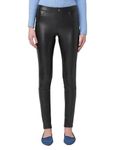 HUE Women's Faux Leather Leggings, Black, Large