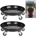 SIAMO Plant Caddies with Wheels Rolling Large Metal Heavy Duty Plant Stand with Wheels Moveable Planter Saucer Pot Mover Plant Dolly for Indoor Outdoor Use 16inches 2 Pcs Black