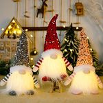 WDDH 3Pcs Sequin Christmas Gnomes Plush with Light, 11.8inch Handmade Swedish Santa Gnomes Plush with Sequin Hat, Christmas Elf Decoration Ornaments, for Thanksgiving Gift Xmas Table Decor