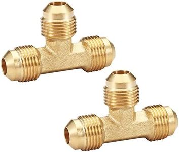 HQMPC Flare Fitting Brass Tube Tee 1/2" Flare Fitting Gas Tee 2Pcs