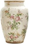 Nearly Natural 12.5in. Tuscan Ceramic Floral Print Vase