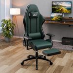 Green Soul Ghost Ergonomic Gaming Chair, Multifunctional Computer Chair with Premium PU Leather Upholstery, 4D Armrest, Integrated Footrest, Sturdy Metal Base& 180° Back Recline Color (ArmyGreen)