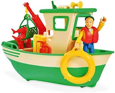 Simba 109251074 - Barca da pesca Sam Charlie, con figura Charlie, gru mobile e verricello meccanico, galleggia sull'acqua, 19 cm, per bambini dai 3 anni in su