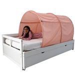 AIR FORT Original DreamFort - Pop Up Portable Twin Bed Canopy - Glow in The Dark Stars (Pretty in Pink)