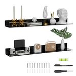 Sezanrpt 36 Inches Acrylic Long Wall Shelf Set of 2, Black Wall Mounted Acrylic Bathroom Storage Shelves Display Organizer, Floating Shelf for Bottle Oragnizer, Spice, Wine, Toys, Controller, Cup