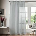 Roseley Slot Top Voile Curtain 1 Panel Mesh See Through Living Room Patio Door Drape Nursery Sheer Organza Net Curtain (Silver, W:58 x D:36 inch)