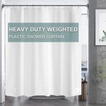 AmazerBath White Shower Curtain Pla