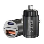 STATIK Dual Car Phone Charger for Cigarette Lighter Plug in, 12v - 24 V Fast Charging, Car Power Adapter for Type USB C and USB A Port, USBC Fast Charge for Cell Phone Automobile