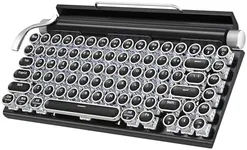 Retro Typewriter Keyboard Wireless, Mechanical Gaming Vintage Keyboard 83-Key Blue Switches Punk Round Keycap, 14 Modes Rainbow LED Backlight, Type-C, Bluetooth 5.0，Compatible with PC/Laptop/Pad/Phone