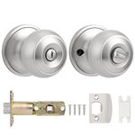 Probrico Privacy Door Knobs, Brushed Nickel Interior Door Knobs for Bath/Bedroom, Internal Keyless Door Knob, 1 Pack