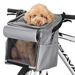 Navaris Pet Carrier for Bike - Bicycle Basket Pet Carrier for Dogs or Cats - Cat Dog Backpack Bag with Shoulder Strap Cycling, Hiking, Travel - Gray