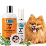 Papa Pawsome Pet Dog Care Combo Kit - Shine O Fur Shampoo with Conditioner (250 ml) + Shine O' Fur Massage Oil (100 ml) +Paw Cream (25 GMS) 100% Natural, Safe for Puppies, Young & Adult Dogs