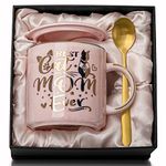 Biching Cat Mum Mug Gifts for Women, Cat Lovers Gifts - Best Cat Mum Ever - 14oz Pink Ceramic Marble Gold Pattern Coffee Mug with Gift Box, Christmas Gifts for Crazy Cat Lady, Mum Wife Friends