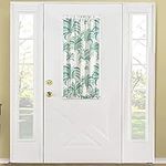 VOGOL Green French Door Curtains, Tropical Leaves Pattern Printed Door Panel with Tieback, 40 Inches Long Rod Pocket Door Curtain for Front Sliding Glass Door, 1 Panel