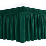 Biscaynebay Wrap Around Bed Skirts for Twin & Twin XL Beds 15" Drop, Hunter Green Adjustable Elastic Dust Ruffles Easy Fit Wrinkle & Fade Resistant Silky Luxurious Fabric Machine Washable