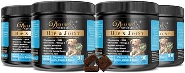 Deluxe Naturals Hip and Joint Soft Chews for Dogs – 360 Count (Pack of 4 x 90) – Joint Supplement with Glucosamine, MSM, Chondroitin, Omega-3 – Large Value Pack – Chicken & Bacon Flavor