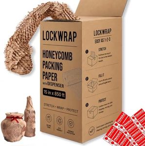 Honeycomb Packing Paper For Moving 15" x 850ft With Fragile Stickers | Eco Friendly Shipping & Moving Paper Wrap For Packing Dishes | Bubble Wrap & Packing Materials Certified