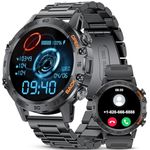 LIGE Military Smart Watch Men Answer/Make Calls,1.39" HD 400mAh Long Battary Fitness Tracker 100+Sports Modes Heart Rate Sleep Monitor, Outdoor Waterproof 2 Straps Smart Watch for Android IOS Black