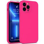 DEENAKIN iPhone 13 Pro Case with Screen Protector,Enhance Camera Protection,Soft Flexible Silicone Gel Rubber Cover,Slim Fit Shockproof Protective Phone Case for iPhone 13 Pro 6.1" Hot Pink