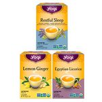 Yogi Tea - Canada Herbal Tea Variety Pack Sampler (3 Pack) - Includes Yogi Restful Sleep Tea, Yogi Egyptian Licorice Tea, and Yogi Lemon Ginger Tea - Caffeine Free Organic Herbal Tea - 48 Tea Bags