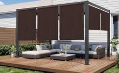 KIM W. LION Outdoor Roller Shade 4' W x 6' H Fabric Blind Cordless Outdoor Roll Up Shade,Operation Exterior Roller Shade Cloth for Patio Porch Gazebo, Dark Brown,90% UV Protection, No Valance (4'x6')