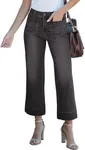 luvamia Wide Leg Jeans for Women Trendy High Waisted Flare Jeans Cropped Denim Pants Stretchy Baggy with Patch Pockets Wide Leg Cropped Jeans for Women Grey Pants for Women Dark Gray Size 20 Size 22