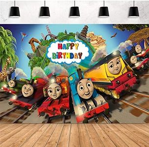 Thomas Train Birthday Party Decorations, Thomas Party Photo Backdrop for Train Friends Theme Party Background Supplies for Kids Girls Boys Baby Shower, 5 x 3Ft