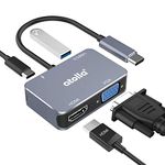 USB C Hub, atolla 4 in 1 Aluminum USB C Hub Multiport Adapter with 4K HDMI, 1080P VGA Adapter, USB 3.0 Port, 60W Power Delivery Port for MacBook Pro 2019/2018 and More Type C Devices