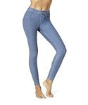 HUE Women's Essential Denim Leggings, Medium Wash, S