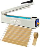 Impulse Heat Sealer for Plastic Bags 16 Inch Iron Sealing Machine, Plastic Bag Sealer, Manual Heat Sealer for Mylar Poly Bag, 3mm Sealing, Extra 8 Replacements(Included 2 Cutter&sealer Lines)