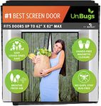 UnBugs Magnetic Screen Door - Keep Bugs Out, Breeze in - Self-Seal Magnets, Heavy Duty Retractable Mesh Net Closure - Double Doorway Curtain Works with Pets - Fits French Doors Up to 62 x 82 Inch