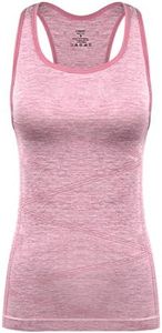 DISBEST Yoga Tank Top, Women's Performance Stretchy Quick Dry Sports Workout Running Top Vest with Removable Pads - Pink - X-Large