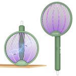CostarMatter Foldable Swivel Mosquito Racket, UV Light Lamp Electric Fly Swatter Bug Zapper, 2 in 1 Mosquito Bat USB Rechargeable, Hangable Mosquito Swatter w/Long Lasting Lithium-ion Battery