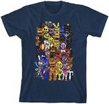 Five Nights at Freddy's Character Group Art Boy's Navy Blue T-Shirt-X-Small