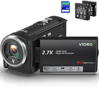 JAUAMAP Video Camera Camcorder, QHD 2.7K Camcorder 50MP 16X Digital Video Camera for YouTube, 2.8'' 270 Degree Rotation Screen Video Recorder Vlogging Camera with 32GB Card and Two Batteries