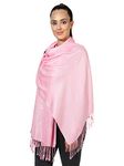 World of Shawls Pashmina Style All Seasons Handcrafted Wrap Shawl Stole Scarf (Baby Pink)