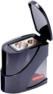 Derwent Manual Twin Hole Pencil Sharpener, Dual Metal Blades, Compact Size, Sharpeners for Colored Pencils, Black (2306123)