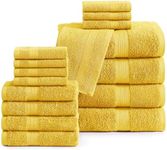 LANE LINEN 16 PC Bath Towels - 100% Cotton Towels for Bathroom, Premium Quality Hotel Towels, Highly Absorbent Bathroom Towel Set, Super Soft, 4 Bath Towels, 4 Hand Towels, 8 Wash Cloths - Mimosa