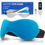 Ezona Heated Eye Mask, Warm Eye Compress Mask for Dry Eyes, USB Electric Eye Heating Pad with Temperature & Timer Control, Dry Eye Mask for Dry Eyes, Blepharitis, Sinus Migraine (Blue)