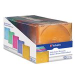 Verbatim CD/DVD Slim Jewel Assorted Color Cases - 50pk