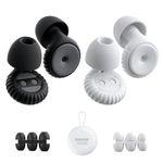 2 Pairs of Ear Plugs for Sleeping, Made of Ultra-Comfortable Silicone with Passive Noise Reduction Technology for Noise Reduction 45 dB, 8 Ear Tips in XS/S/M/L, Black+White