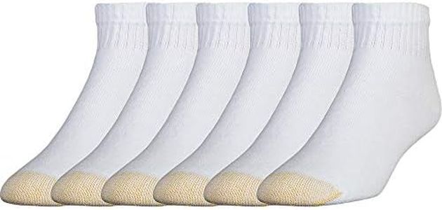 Gold Toe Men's 656P Cotton Quarter Athletic Socks, 6-12.5 Shoe Size, White, 6 Pairs